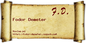 Fodor Demeter névjegykártya